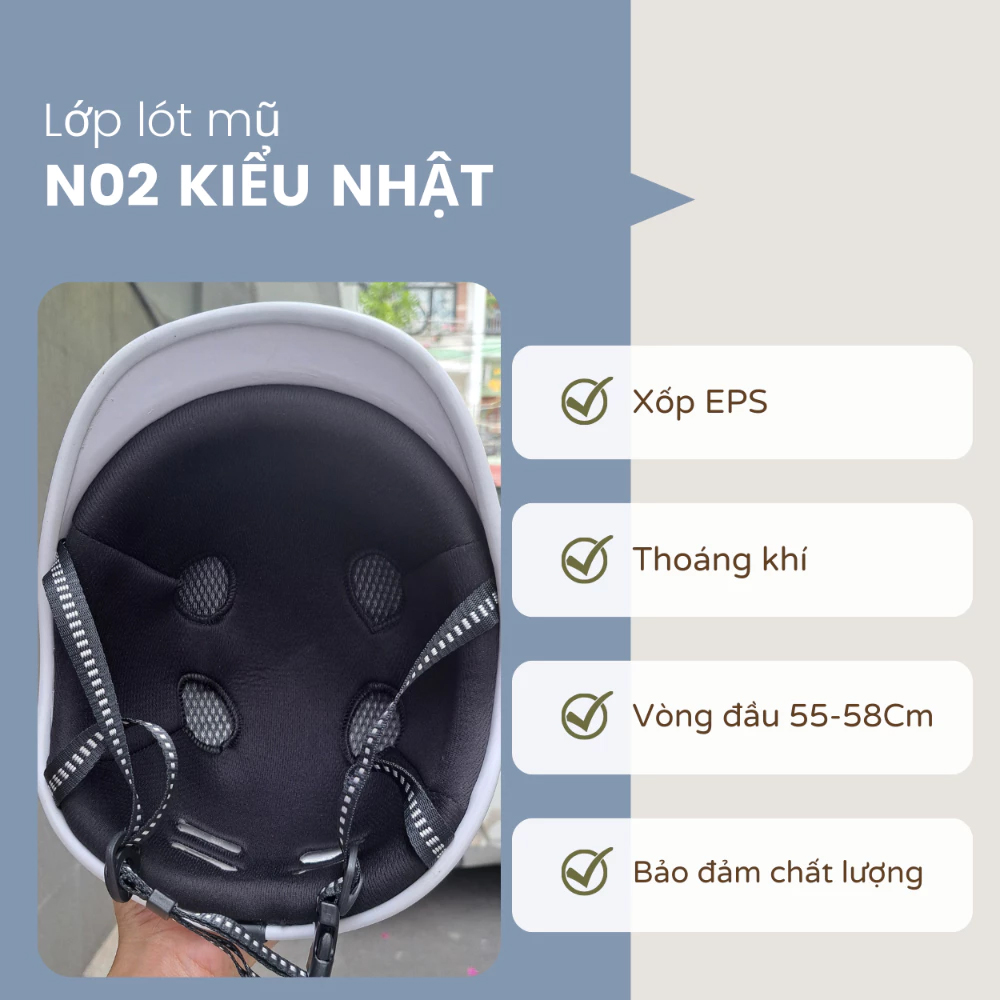 Mũ bảo hiểm 1/2 đầu Napoli N02 kiểu Nhật, Free Size cho vòng đầu 55-58cm - Hàng Chính Hãng