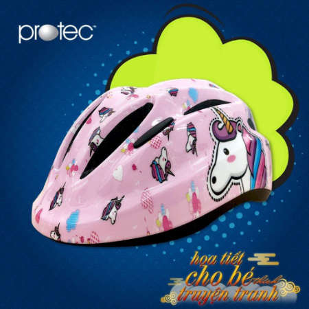 Mũ Bảo Hiểm Xe Đạp Dành Cho Bé Gái 1-12 Tuổi PROTEC SMILE, Họa Tiết Xinh Xắn Đáng Yêu, Có Đèn Hậu An Toàn