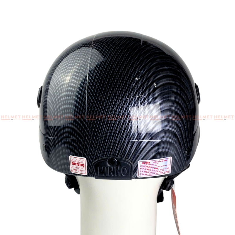 Mũ bảo hiểm 1/2 đầu mỏ da MINHO sơn nhúng carbon - MBH nửa đầu nam nữ gọn nhẹ, thoáng khí, hiện đại