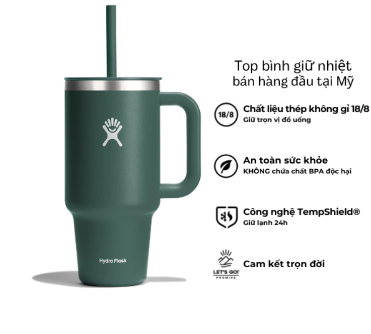 Ly giữ nhiệt Hydro Flask 32oz Around Travel Tumbler kèm ống hút