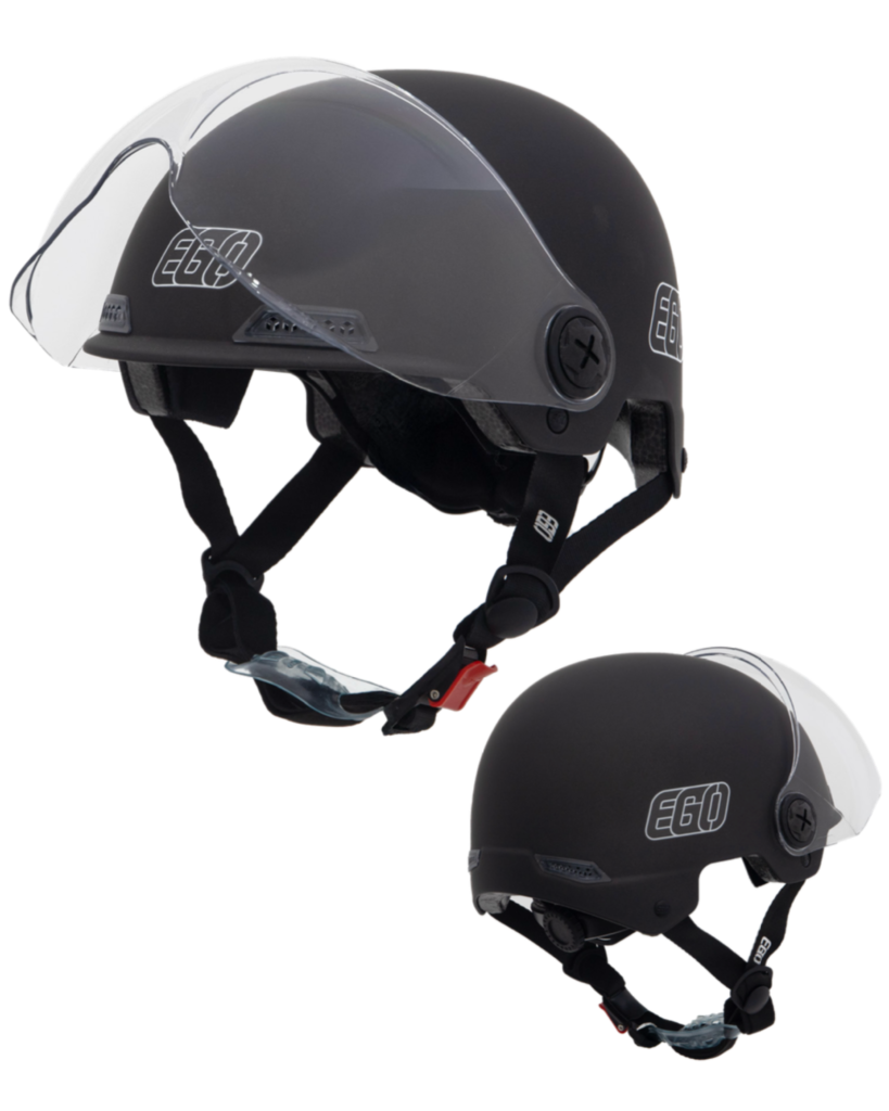 Mũ bảo hiểm 1/2 đầu EGO E-21 có kính - MBH nửa đầu an toàn, có khe thông gió, núm tăng chỉnh size linh hoạt