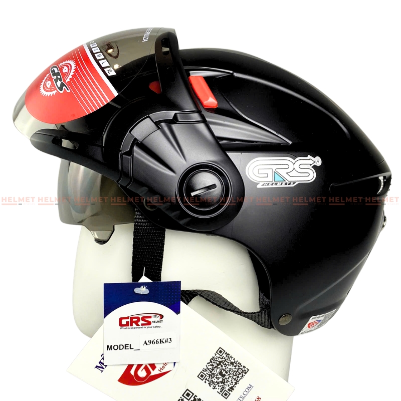 Mũ bảo hiểm 1/2 đầu GRS A966 2 kính đôi - MBH nửa đầu kính âm, ngoài, chống nắng, chói, bụi, lót tháo rời
