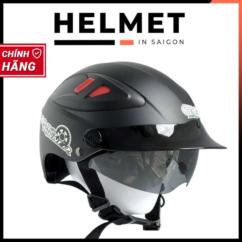 Mũ bảo hiểm 1/2 đầu kính âm GRS A966 - MBH nửa đầu 1 kính chắn gió, lòng nón sâu, lót tháo rời, chịu va đập