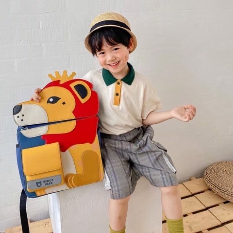 Balo Chống Gù Học Sinh Tiểu Học BEDDYBEAR Cho Bé Họa Tiết Sư Tử BJX-MQ-SUTU