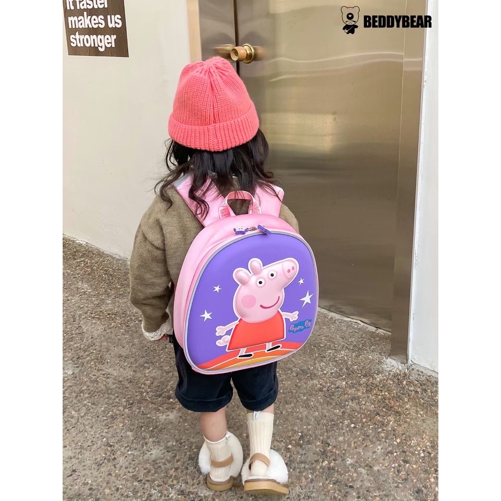 Balo Mẫu Giáo Chống Thất Lạc Cho Bé BEDDYBEAR Heo Peppa Pig Tím ZS-HEOTIM