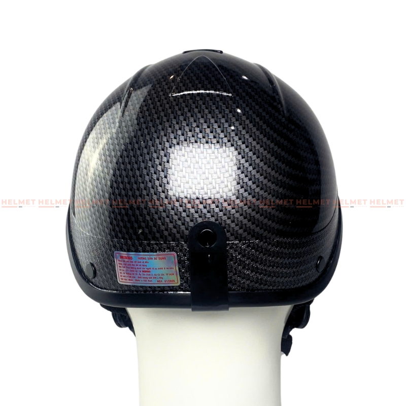 Mũ bảo hiểm lưỡi trai 1/2 đầu không khoét sơn nhúng carbon - MBH kết nửa đầu unisex nam nữ gọn nhẹ, che nắng mưa gió bụi