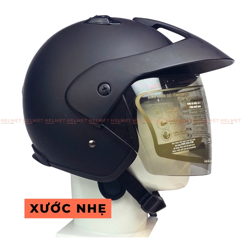 Mũ bảo hiểm 3/4 đầu có kính ASIA MT121 tem thể thao - MBH mô tô phượt 1 kính dày êm, chắc chắn, an toàn