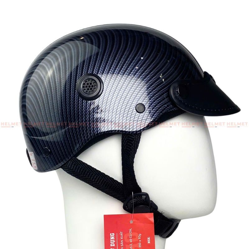 Mũ bảo hiểm 1/2 đầu mỏ da MINHO sơn nhúng carbon - MBH nửa đầu nam nữ gọn nhẹ, thoáng khí, hiện đại