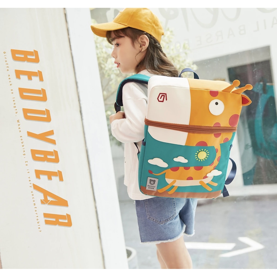 Balo Tiểu Học Chống Gù BEDDYBEAR Cute Bag Họa Tiết Hươu Cao Cổ Cho Bé YE-HUOU
