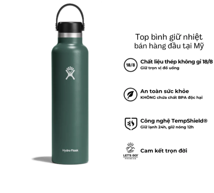 Bình giữ nhiệt Hydro Flask 24 Oz Standard Flex Cap có nắp xoay
