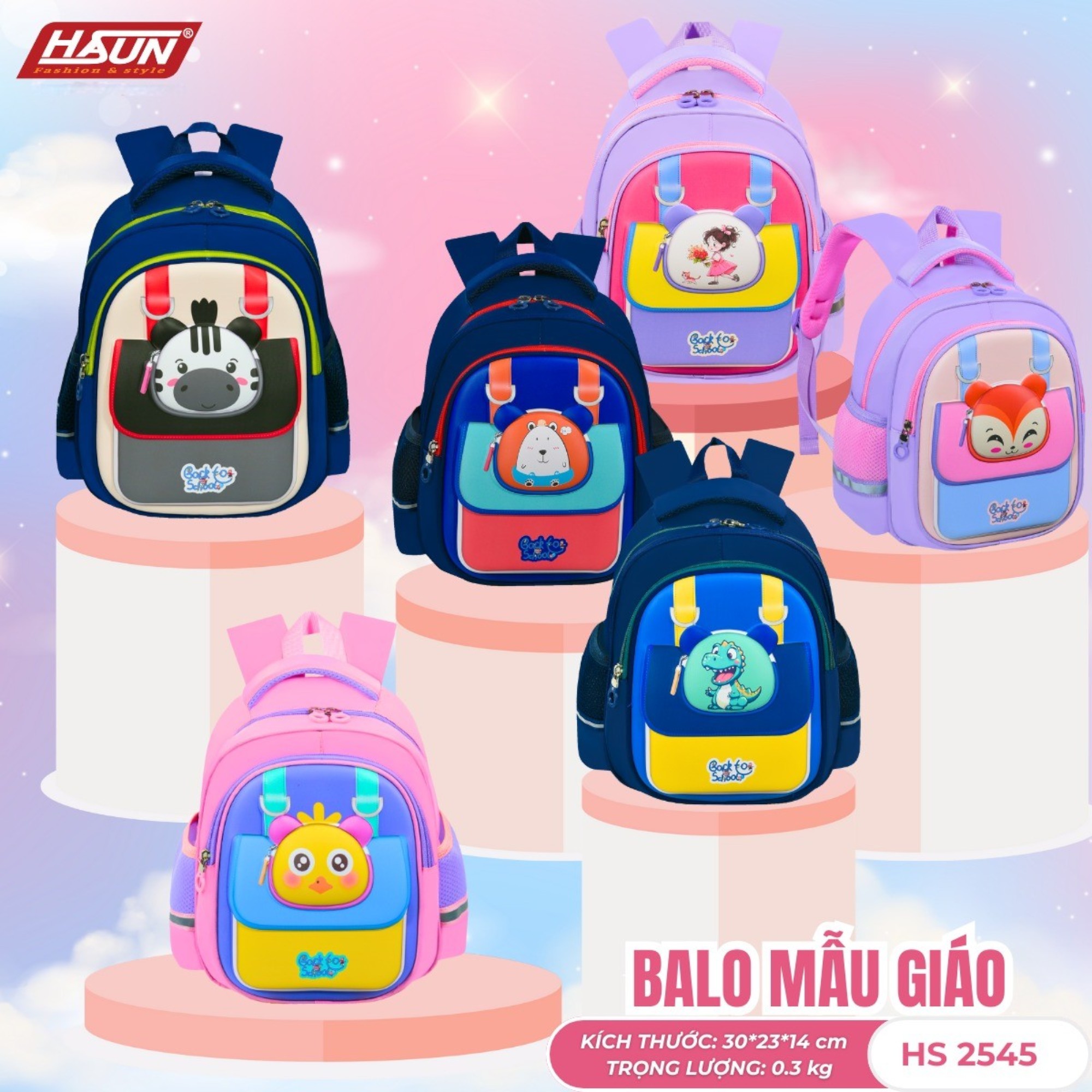 Balo mẫu giáo dành cho bé gái HASUN HS 2545