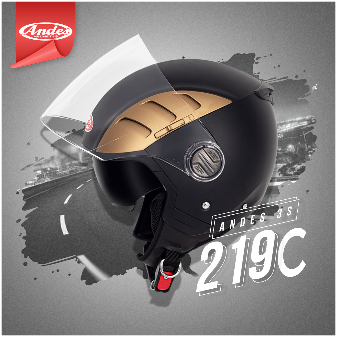 Mũ Bảo Hiểm Andes 3/4 Đầu Có 2 Kính 3S219C-Nhám