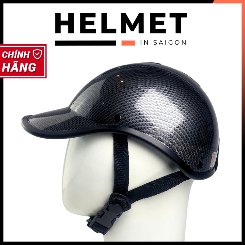 Mũ bảo hiểm lưỡi trai 1/2 đầu không khoét sơn nhúng carbon - MBH kết nửa đầu unisex nam nữ gọn nhẹ, che nắng mưa gió bụi