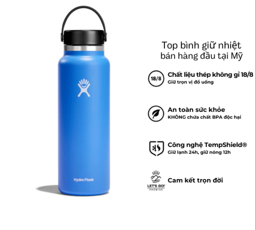 Bình giữ nhiệt Hydro Flask 40 oz Wide Flex Cap có nắp xoay