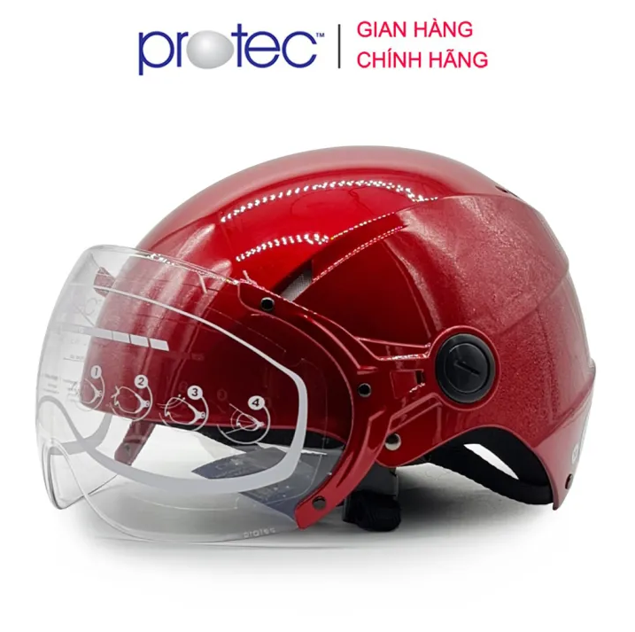 Mũ bảo hiểm 1/2 đầu Có Kính PROTEC VIC, size lớn, độ che phủ sâu hơn