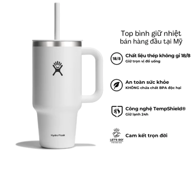 Ly giữ nhiệt Hydro Flask 32oz Around Travel Tumbler kèm ống hút