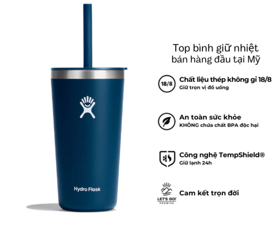 Ly giữ nhiệt Hydro Flask 20oz Around Tumbler Straw Lid có nắp ống hút