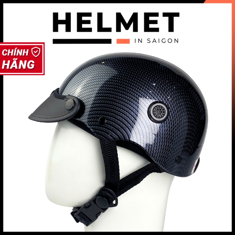 Mũ bảo hiểm 1/2 đầu mỏ da MINHO sơn nhúng carbon - MBH nửa đầu nam nữ gọn nhẹ, thoáng khí, hiện đại