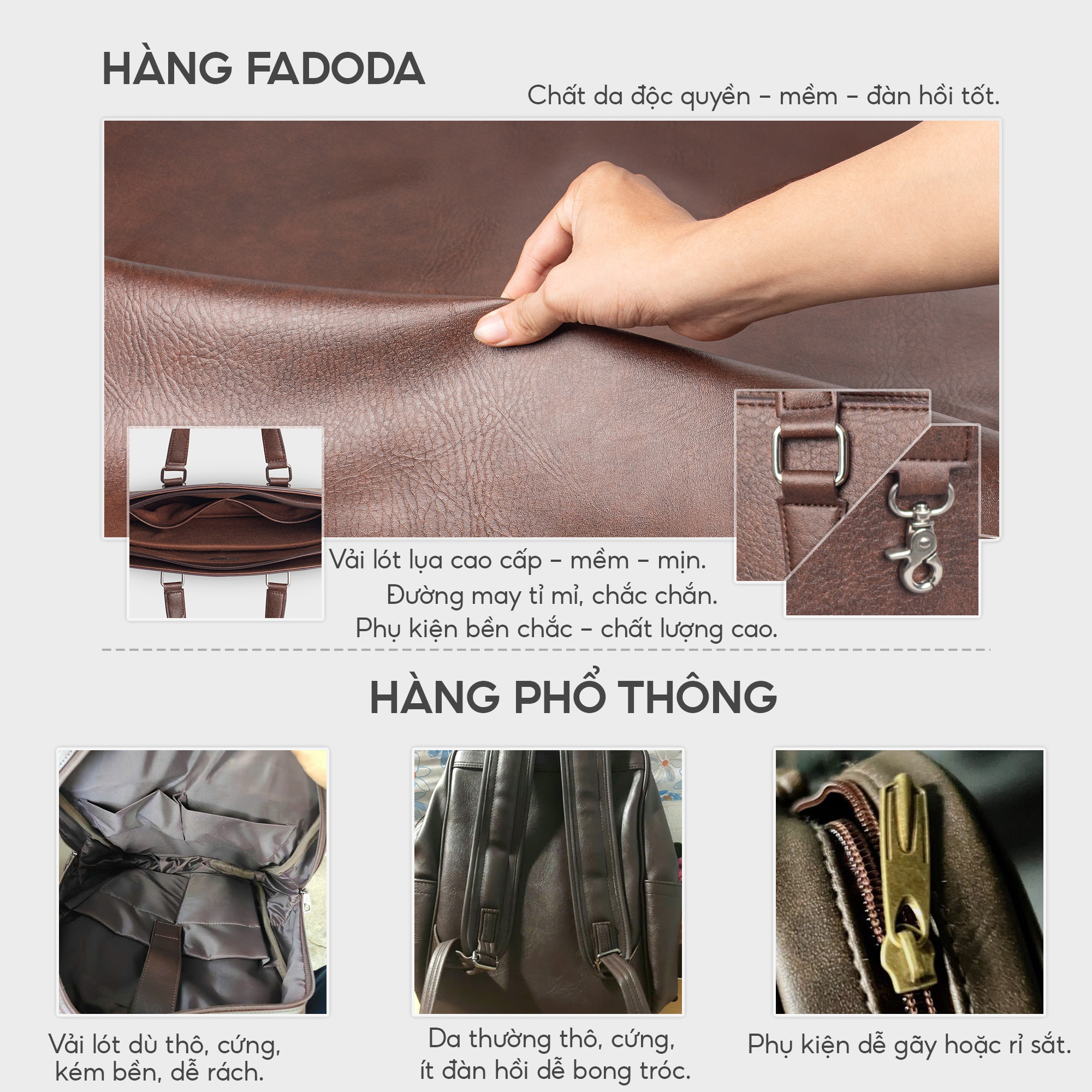 Cặp xách da công sở Laptop 14 inch FADODA FCD312 - Vintage, Cao cấp, Chống thấm nước