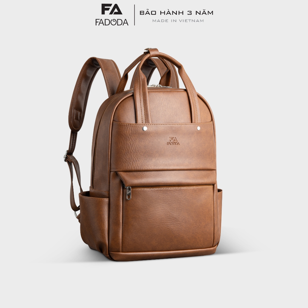 Balo da laptop 15.6 inch FADODA FBA28 phong cách công sở, da cao cấp không bong tróc, không thấm nước