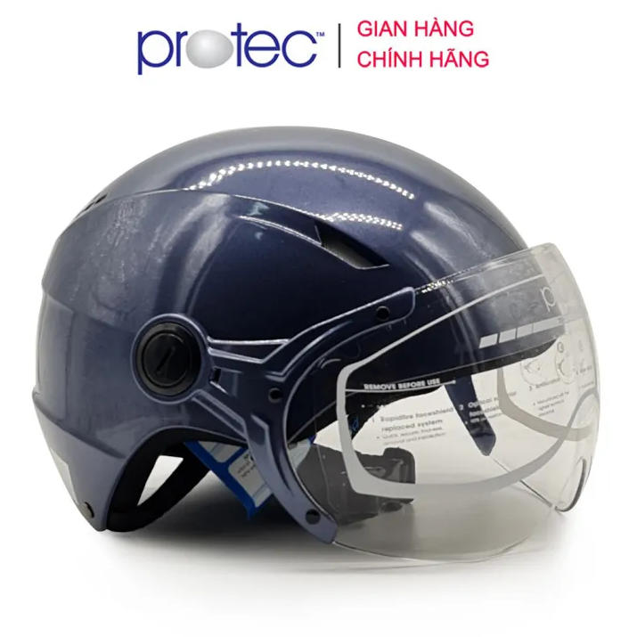 Mũ bảo hiểm 1/2 đầu Có Kính PROTEC VIC Độ che phủ sâu hơn