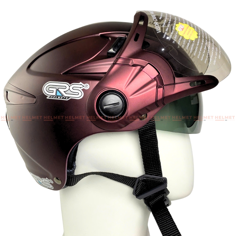Mũ bảo hiểm 1/2 đầu GRS A966 2 kính đôi - MBH nửa đầu kính âm, ngoài, chống nắng, chói, bụi, lót tháo rời