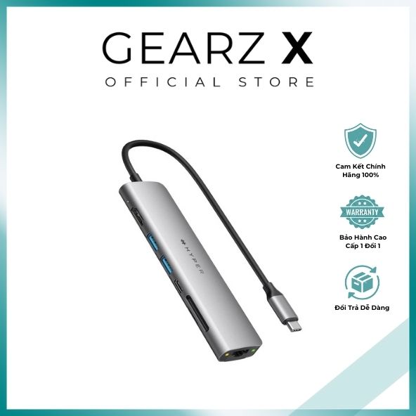 Cổng Chuyển HYPERDRIVE Slab 7 in 1 USB-C Hub For Macbook, Surface, PC/iPhone 15 – HD22H