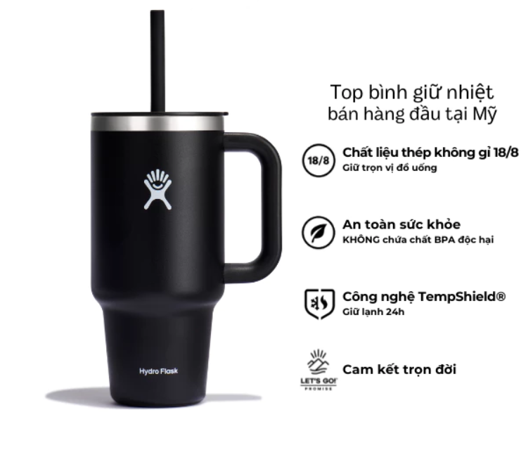 Ly giữ nhiệt Hydro Flask 32oz Around Travel Tumbler kèm ống hút