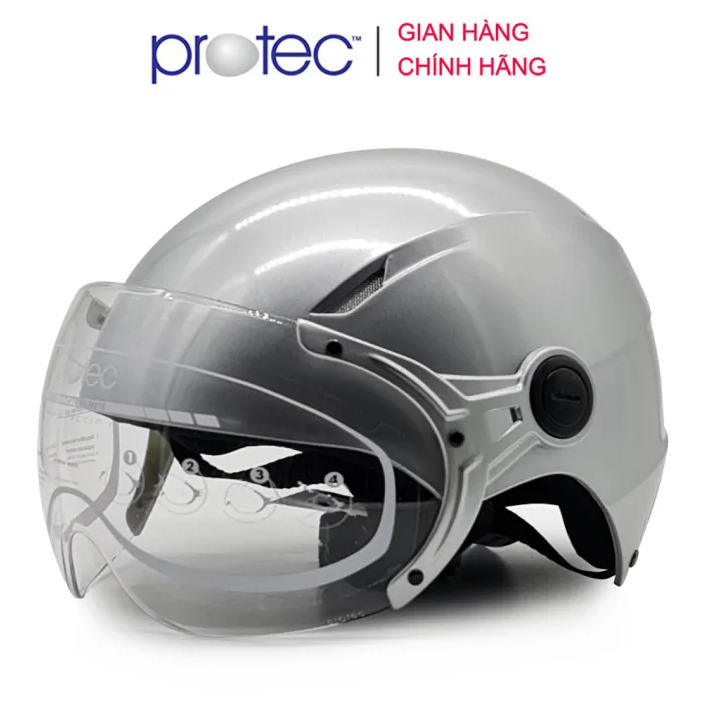 Mũ bảo hiểm 1/2 đầu Có Kính PROTEC VIC Độ che phủ sâu hơn