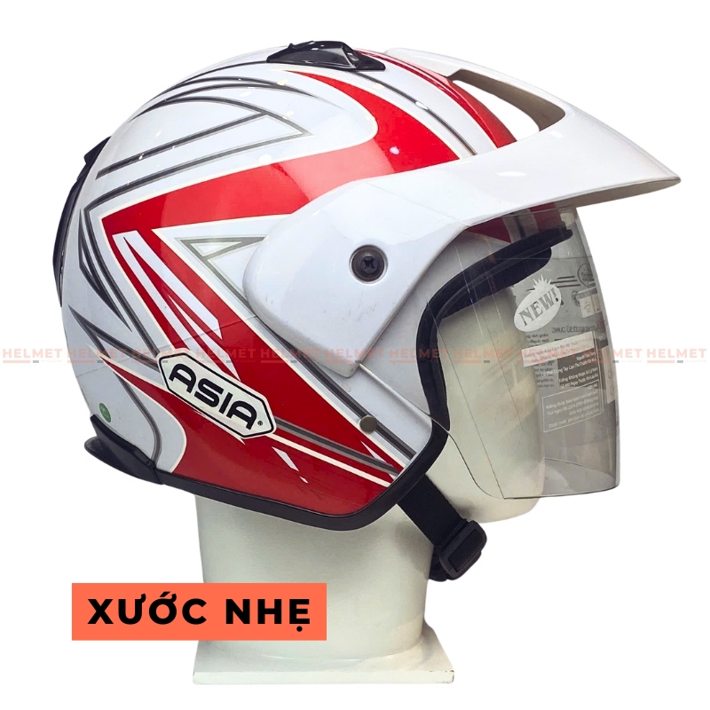 Mũ bảo hiểm 3/4 đầu có kính ASIA MT121 tem thể thao - MBH mô tô phượt 1 kính dày êm, chắc chắn, an toàn