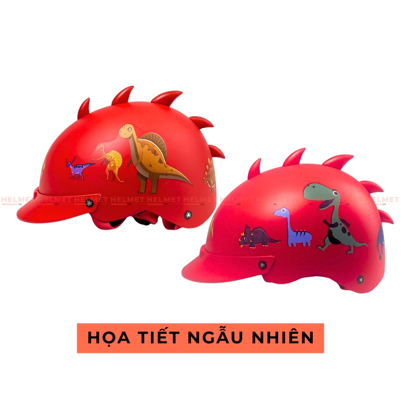 Mũ bảo hiểm trẻ em 1/2 đầu ĐỨC HUY 008 Khủng Long chuẩn an toàn - MBH nửa đầu đáng yêu cứng cáp, thời trang