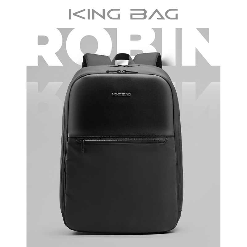 Balo phối da laptop 15.6 inch KINGBAG Robin - Siêu nhẹ, thể tích 20L, đai gài vali, trượt nước, thanh lịch