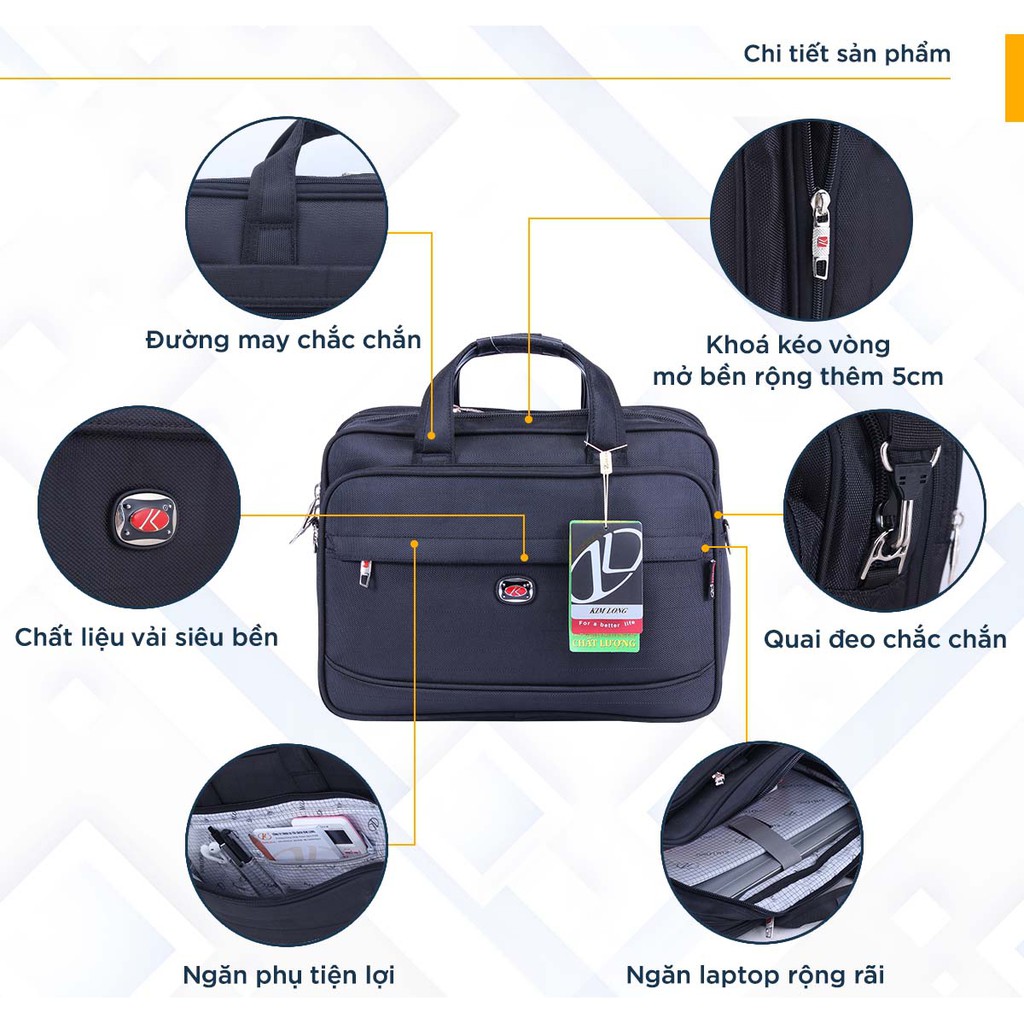 Cặp Laptop 15.6 inch Cỡ Lớn Có Khóa Kéo Mở Rộng KIM LONG KL018