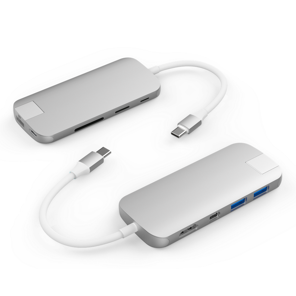 Cổng Chuyển HyperDrive Slim 8 in 1 USB-C Hub For Macbook, Ipad, PC/Iphone 15 HD247B