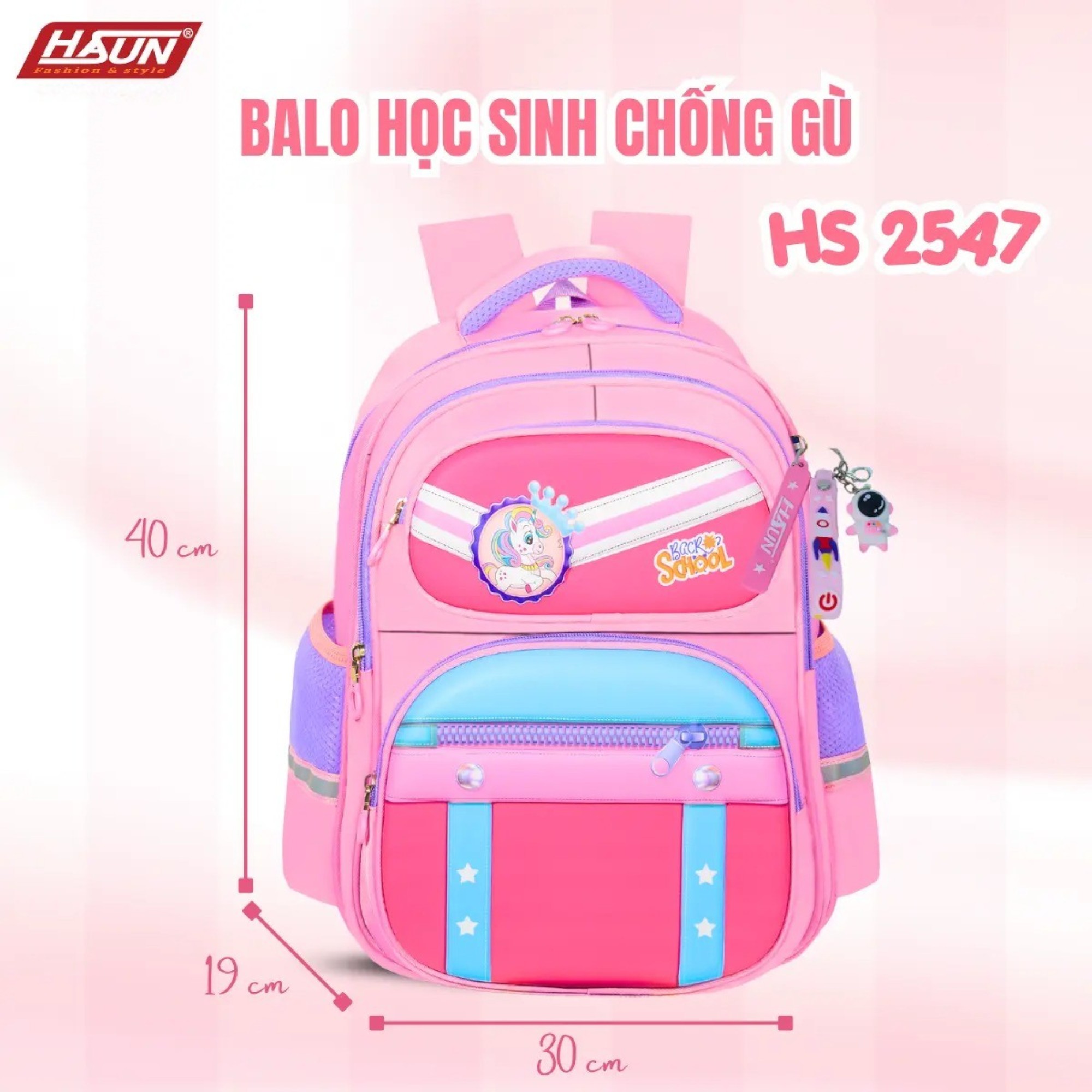 Balo chống gù dành cho bé trai học sinh tiểu học HASUN HS 2547