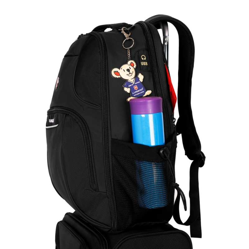 Balo laptop 17 inch LUGBRO Jamboree - Sức chứa lớn, nhiều ngăn, vải trượt nước, đai gài vali, cổng dây sạc