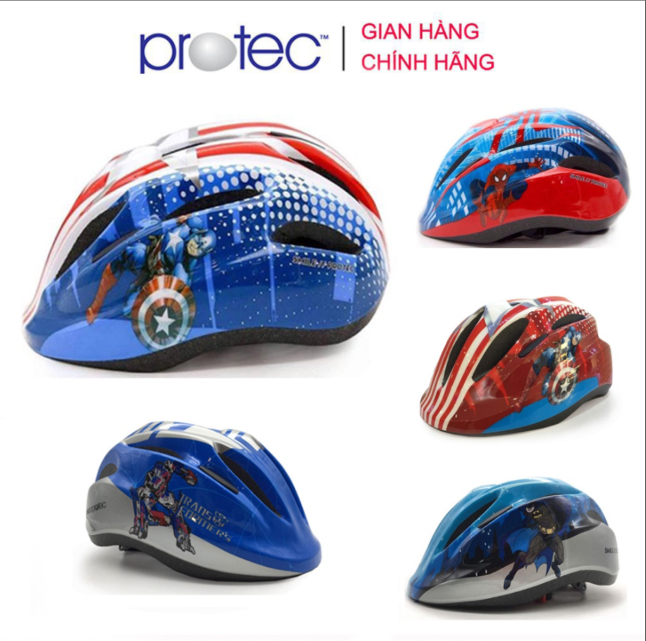 Mũ Bảo Hiểm Xe Đạp Trẻ Em PROTEC SMILE, Cho Bé Trai Từ 1-12 Tuổi, Họa Tiết Mạnh Mẽ Năng Động