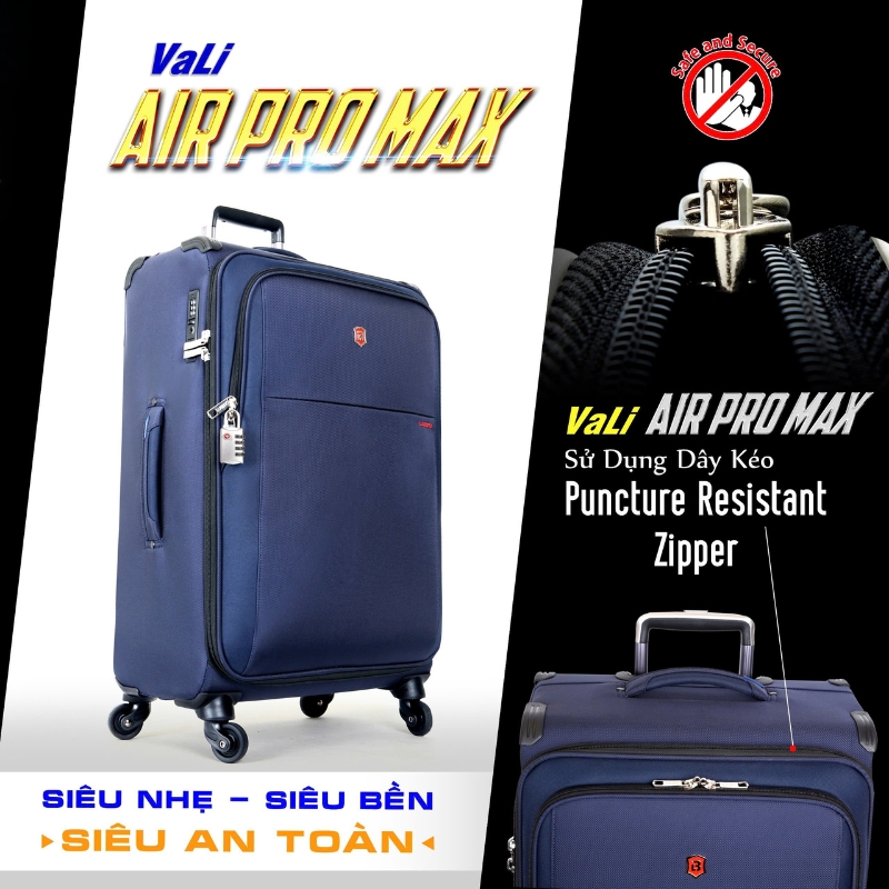 Vali kéo vải LUGBRO Air Pro Max 2.9 kg 24 inch siêu nhẹ có thể nới rộng 6cm, dây kéo chống thủng, khóa TSA