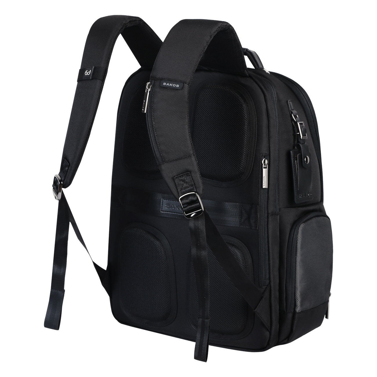 Balo doanh nhân laptop 15.6 inch SAKOS Impona mở rộng 90 độ có cổng sạc USB, tag tên, đai gài cần kéo vali