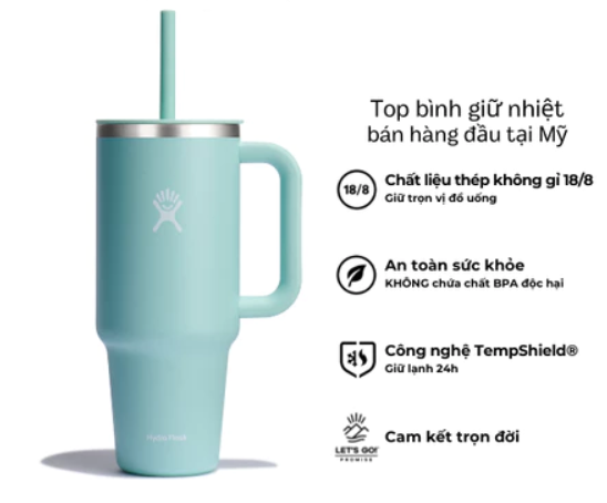 Ly giữ nhiệt Hydro Flask 40 oz Around Travel Tumbler kèm ống hút