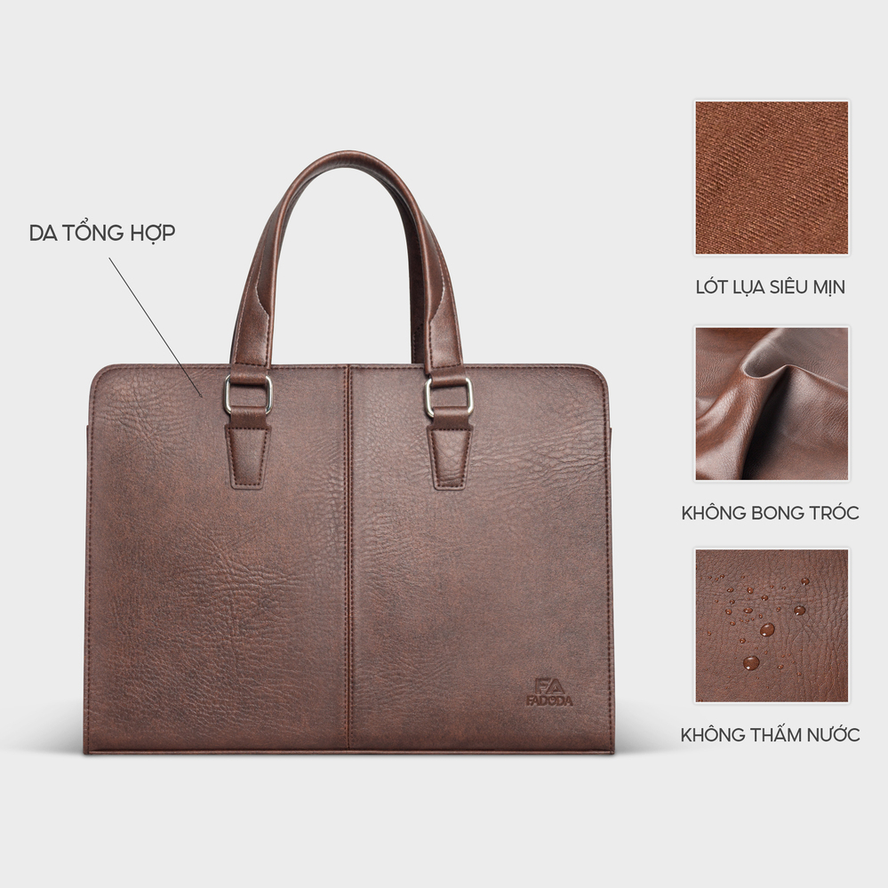 Cặp xách da công sở Laptop 14 inch FADODA FCD312 - Vintage, Cao cấp, Chống thấm nước
