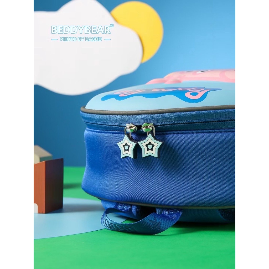 Balo Mẫu Giáo Chống Thất Lạc Cho Bé BEDDYBEAR Heo Peppa Pig Xanh Dương ZS-HEOXANH