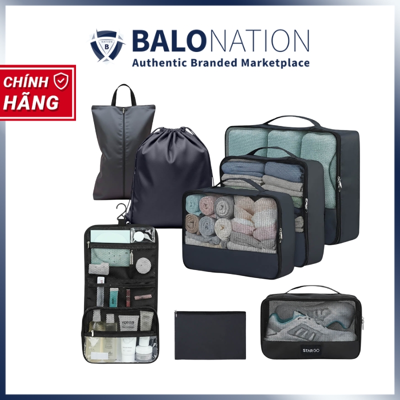 Bộ phụ kiện 8 túi STARGO Arreda - Túi tiện ích sắp xếp hành lý, đựng giày, mỹ phẩm, siêu nhẹ, trượt nước