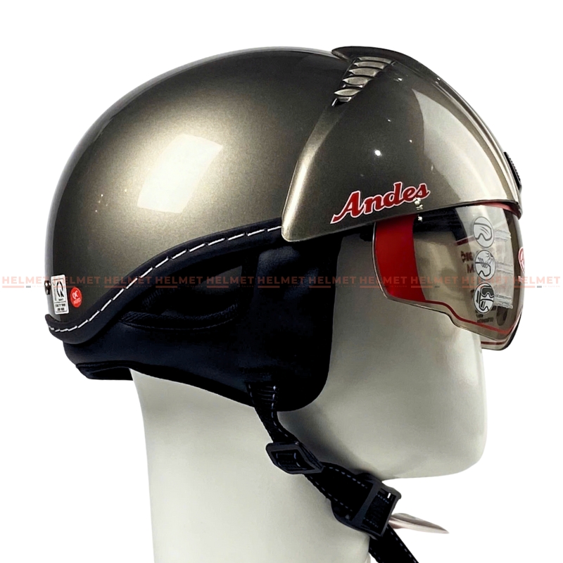 Mũ bảo hiểm 1/2 đầu kính âm ANDES 3S181 - MBH nửa đầu giấu kính chuẩn an toàn, chịu va đập