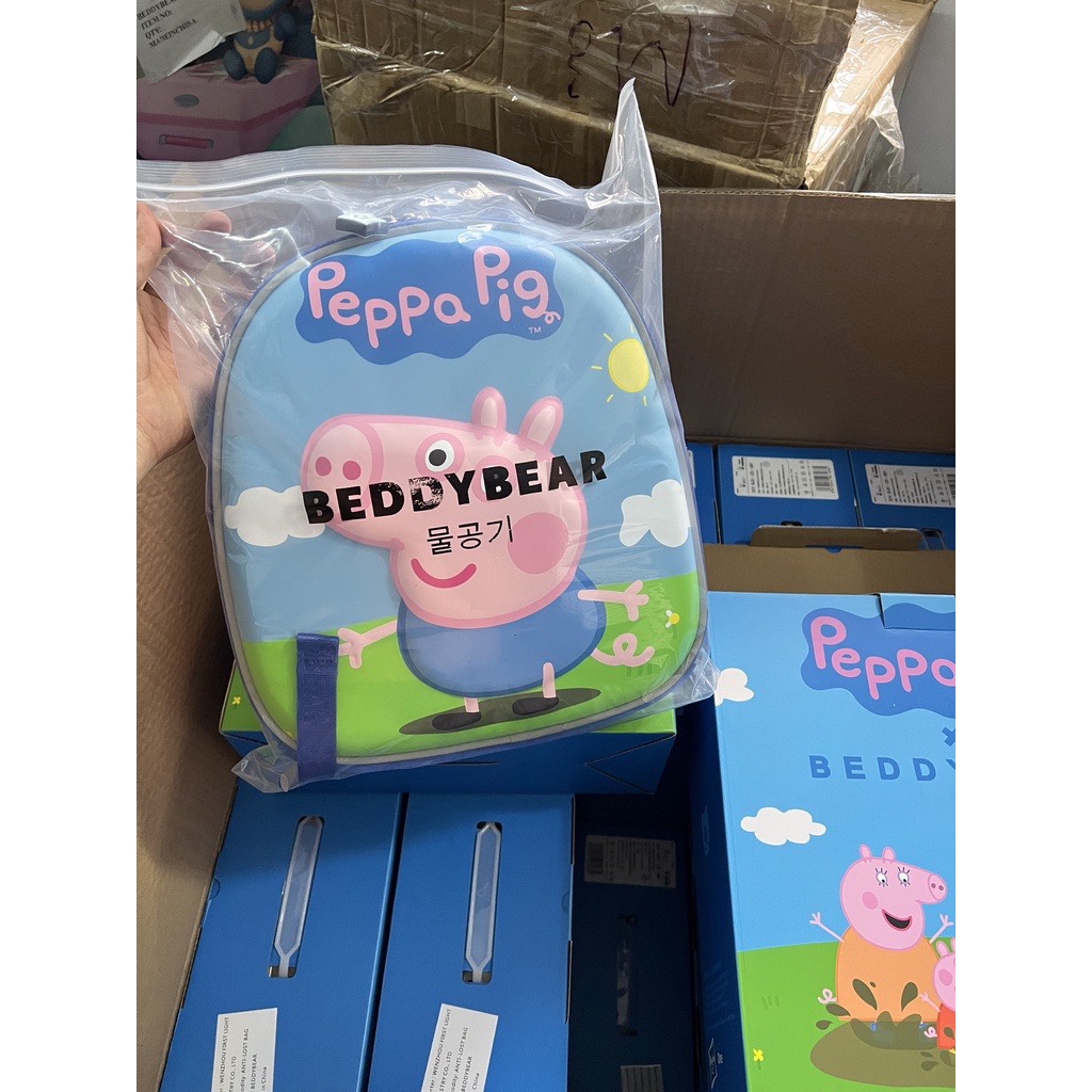 Balo Mẫu Giáo Chống Thất Lạc Cho Bé BEDDYBEAR Heo Peppa Pig Xanh Dương ZS-HEOXANH