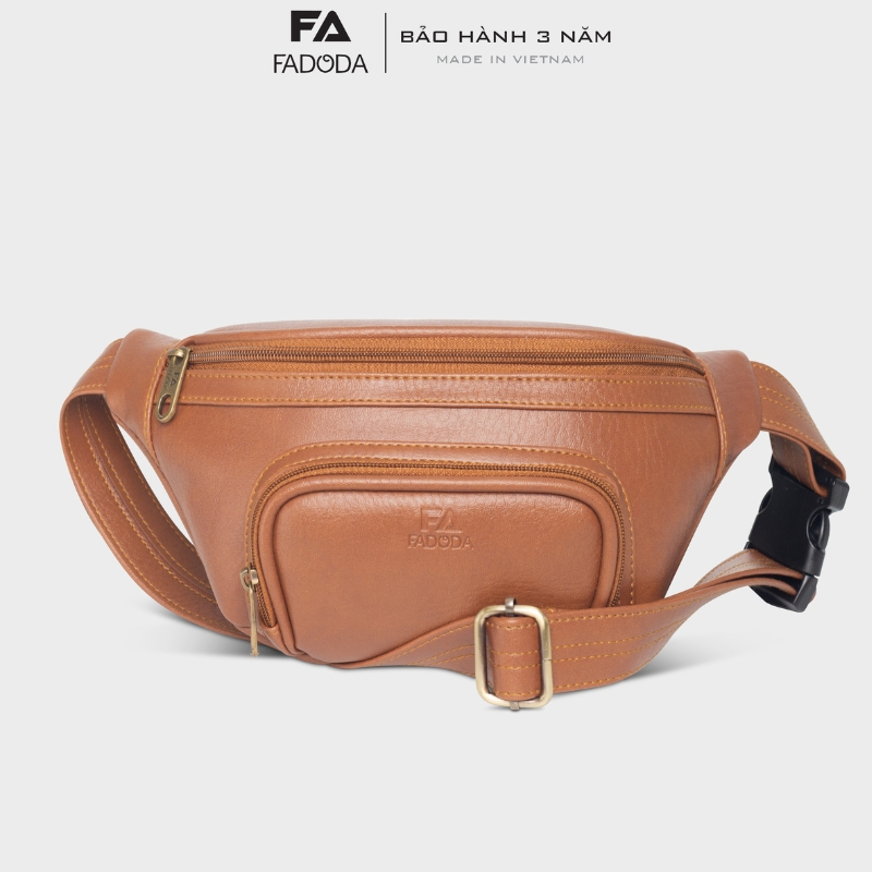 Túi bao tử / đeo chéo da FADODA FDC12 nhiều ngăn, gọn nhẹ, đứng form, chống thấm, không bong tróc, unisex