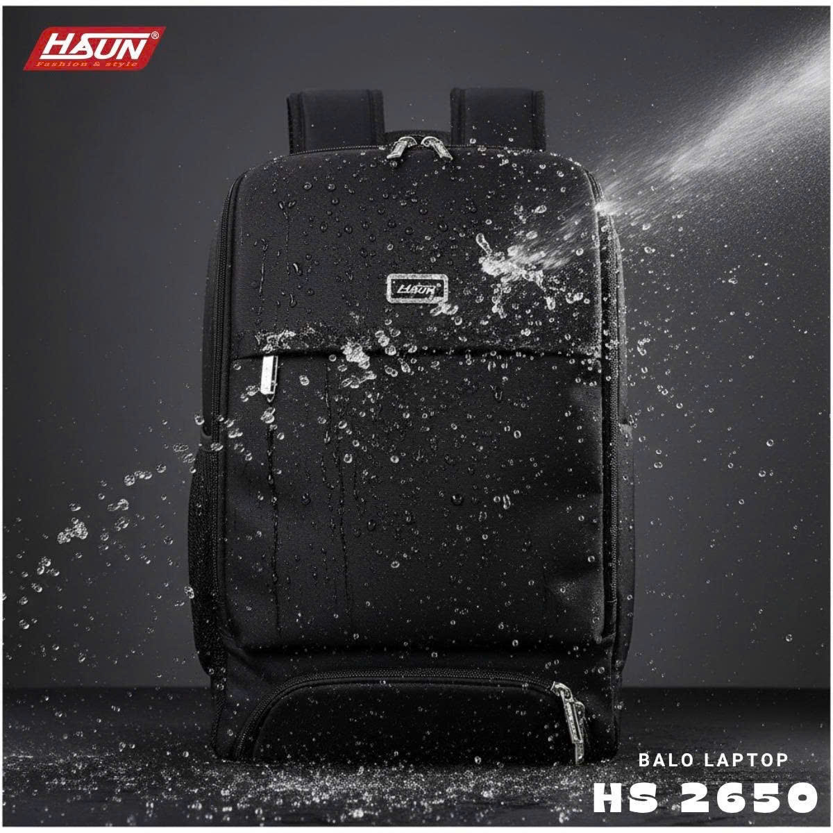 Balo laptop 15.6 inch HASUN 2650 chuẩn xuất khẩu, chống thấm hiệu quả, đai gài vali tiện lợi
