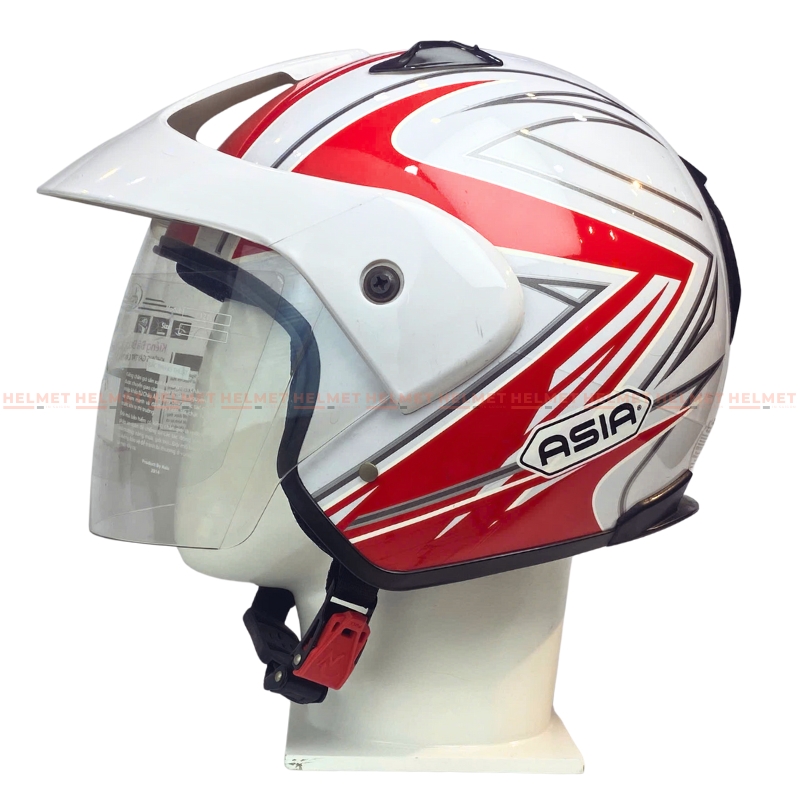 Mũ bảo hiểm 3/4 đầu có kính ASIA MT121 tem thể thao - MBH mô tô phượt 1 kính dày êm, chắc chắn, an toàn