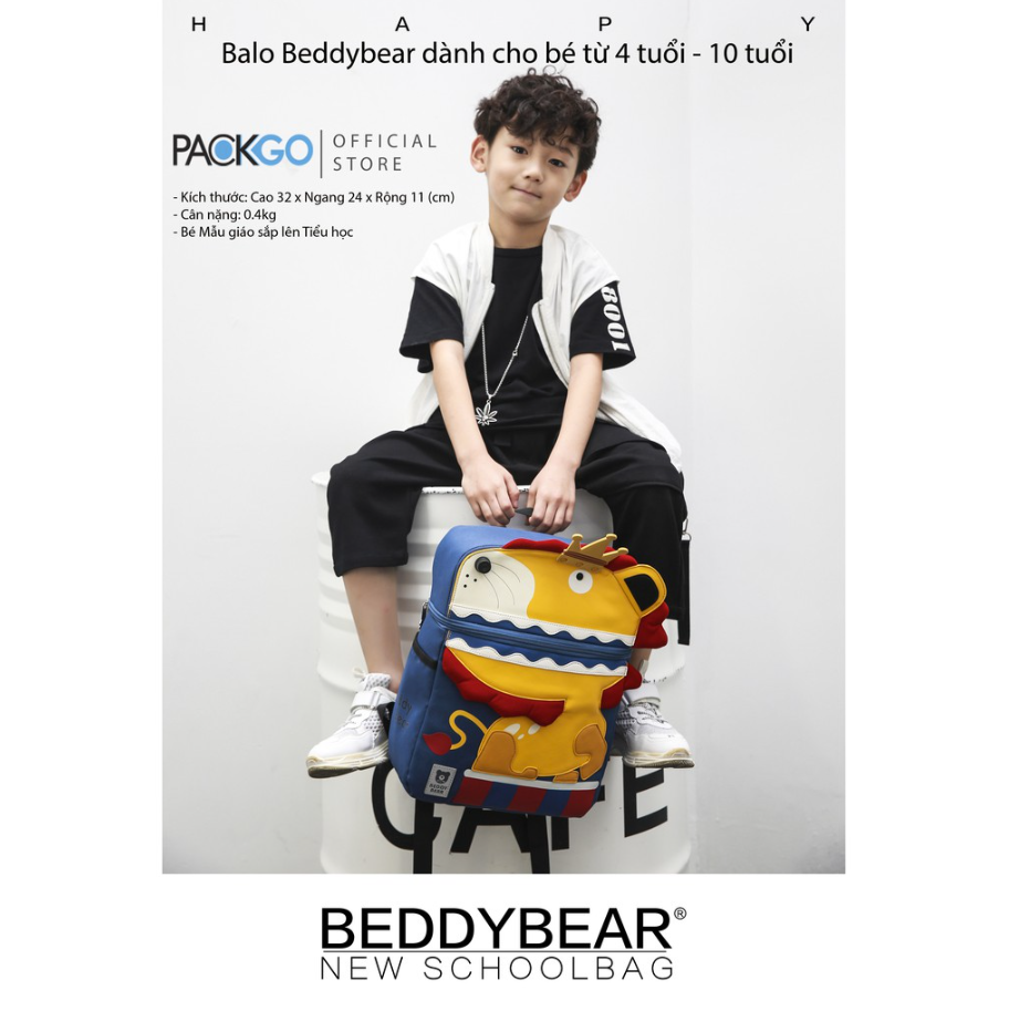 [CHÍNH HÃNG] Balo Tiểu Học Chống Gù BEDDYBEAR Cute Bag Họa Tiết Sư Tử Cho Bé YE-SUTU - tại Balonation.vn
