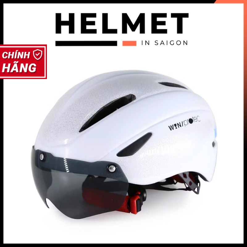 Mũ bảo hiểm xe đạp có kính PROTEC WIN 001 (018) - MBH thể thao kính nam châm hiện đại, chuẩn an toàn, êm nhẹ, thoáng khí
